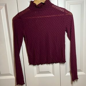 Forever 21. Small. Burgundy Mesh long sleeve